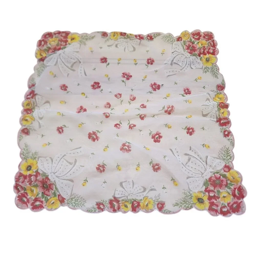 Vintage silk scarf dainty Coquette sheer floral Cottagecore 13